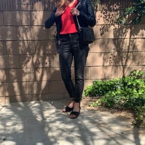 Express red/orange 3/4 zip tank Romantic, date-night Valentines, business casual
